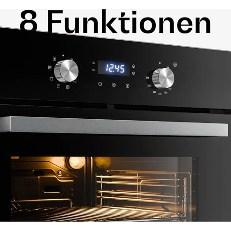 Klarstein Verosteel Einbaubackofen 60 cm, 67 L Elektrobackofen mit 8 Garstufen, Energieklasse A, Edelstahl & Glas, Timer, Backblech – Bild 3
