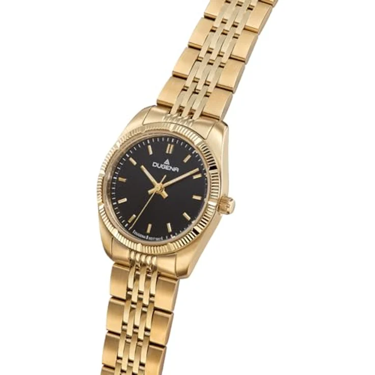 Dugena Damen-Armbanduhr Paris, Quarz, Edelstahl, Mineralglas, 5 bar, Schwarz/Gold – Bild 2