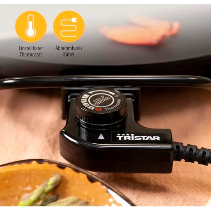Tristar Tischgrill, Elektrischer Teppanyaki flache Brat-Platte Ø40cm für 4-6 Personen, 2000 W – Bild 4