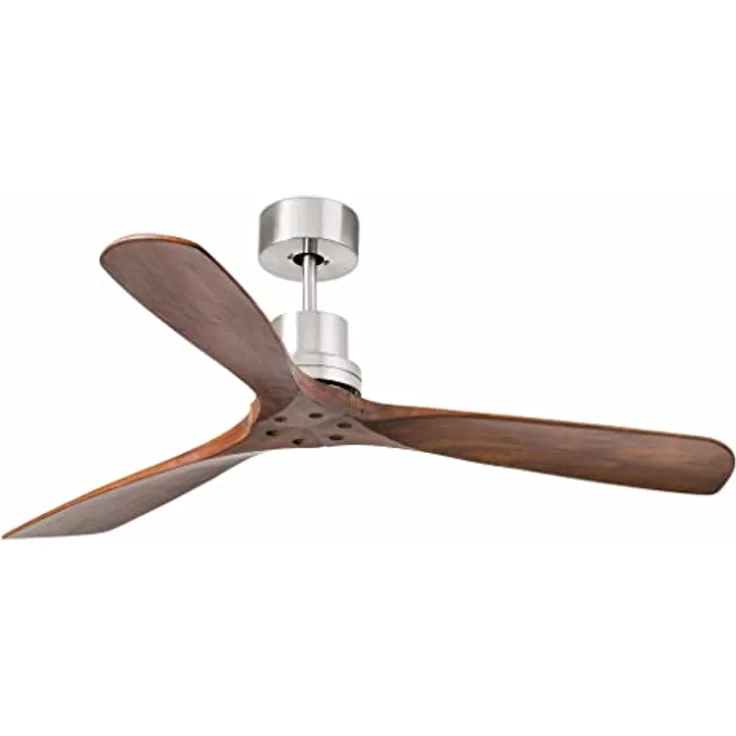 FARO BARCELONA Deckenventilator Barcelona 33370DC LANTAU Niquel/Nussbaum, Nickel satiniert, DC-Motor, nicht dimmbar