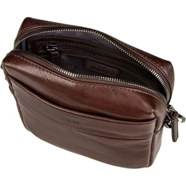 Braun Büffel Arezzo, Handtasche aus vegetabil gegerbtem Rindleder mit sportlichem Gurtband, Braun – Bild 4