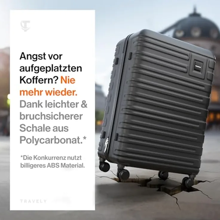 Travely Premium Koffer Groß: 28" Robuster Hartschalen Koffer, 120L Volumen, Sanfte Rollen, TSA Schloss