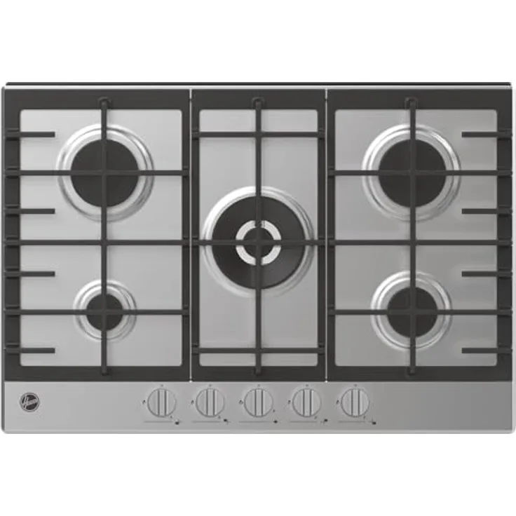 Hoover HHG75WK3X NL, autarkes Gaskochfeld mit 75 cm Breite und Doppelkronen-Brenner, Sicherheitsgashahn für Erdgas