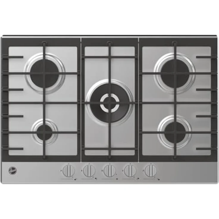 Hoover HHG75WK3X NL, autarkes Gaskochfeld mit 75 cm Breite und Doppelkronen-Brenner, Sicherheitsgashahn für Erdgas