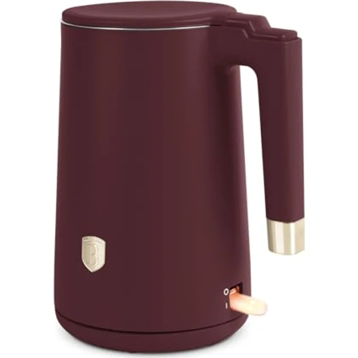 BerlingerHaus Design Wasserkocher, 1,7 Liter, 1800 Watt, rot mit goldenen Akzenten, kabelloser 360-Grad-Drehsockel, doppelwandig – Bild 2