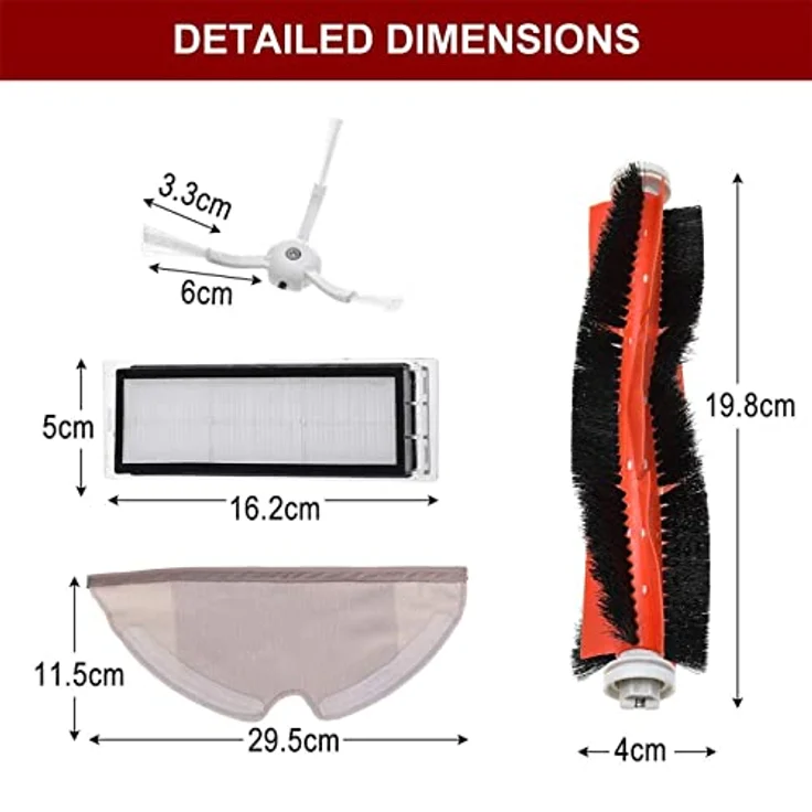 CoolGadget Ersatzteile Bürstenset Filterset für Xiaomi Roborock S5 S6 S50 S55 S60 T4 [Effektive Reinigung, 18 Teile Set] – Bild 2
