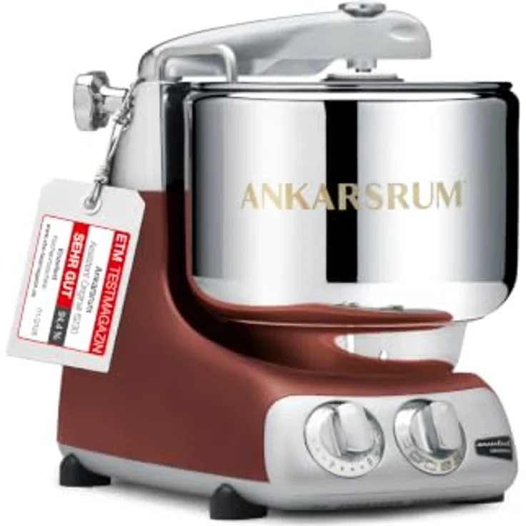Ankarsrum Assistent Original 6230 Küchenmaschine, 1500 Watt, 7-Liter-Schüssel, 16 Zubehörteile, handgefertigt in Schweden, Rustic Maroon – Bild 1