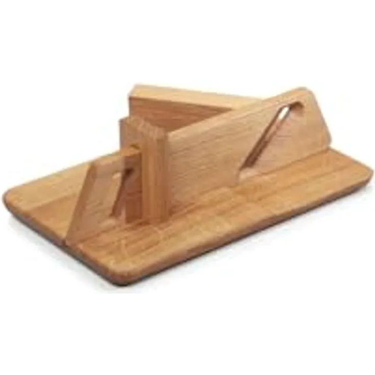 Breka Rustikaler Salamischneider, Allesschneider mit Victorinox-Edelstahlklinge, einstellbarer Schnittstärke und Korpus aus massiver Eiche
