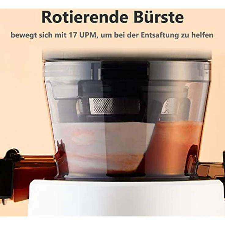 HUROM | Slow Juicer | Entsafter Gemüse und Obst | H320N | Elektrische Kaltpresse | Ruhiger Motor | Leicht zu Reinigen | mit Großem Behälter und Siebfilter | 2l | 200 Watt | BPA Frei | Titangrau – Bild 5