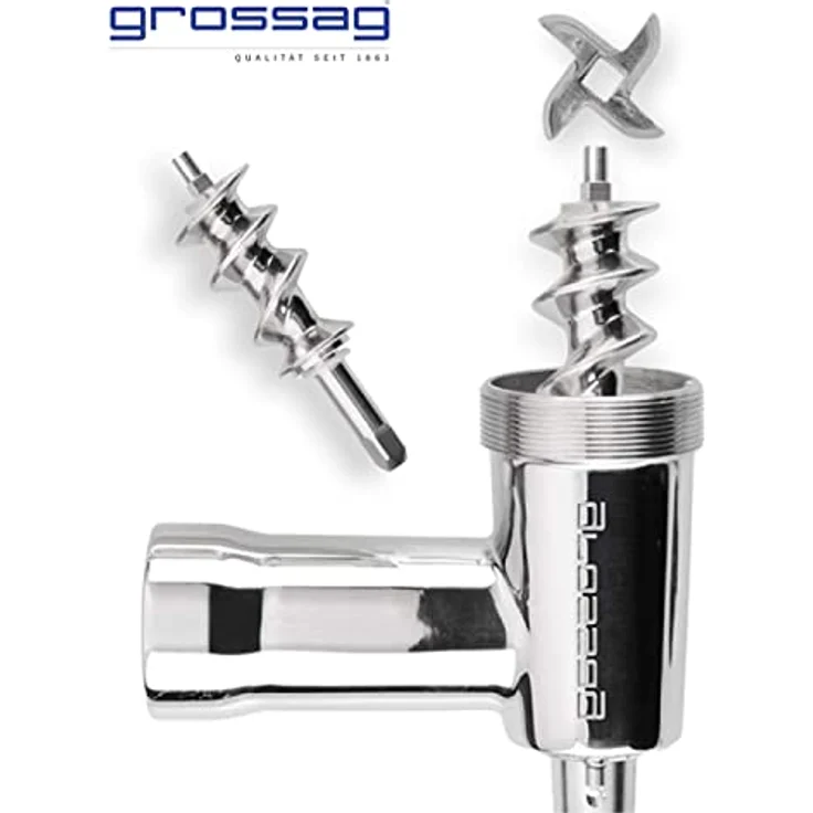 grossag Fleischwolf für KitchenAid Größe 5 Edelstahl Spülmaschinenfest Inklusive 3 Lochscheiben – Bild 5