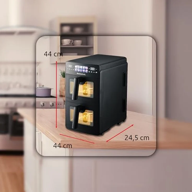 Melchioni Heißluftfritteuse Giulia, 10 Liter Doppelschublade, 2600 W mit digitalem Farbdisplay – Bild 7