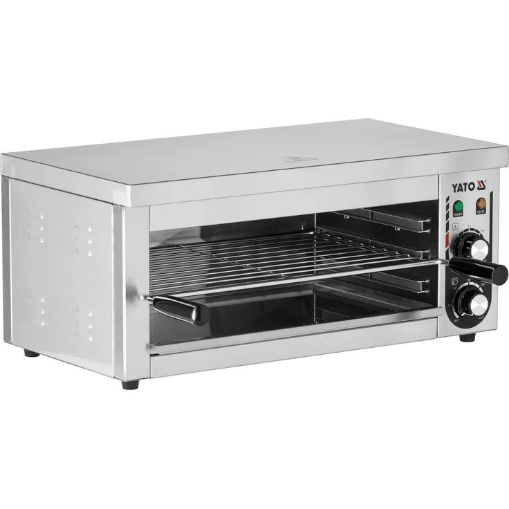 YATO Gastro Salamander Grill- und Überbackgerät, 2500W, Edelstahl, Temperatur von 50-300°C, 3-stufige Grillposition, 610x330x280mm