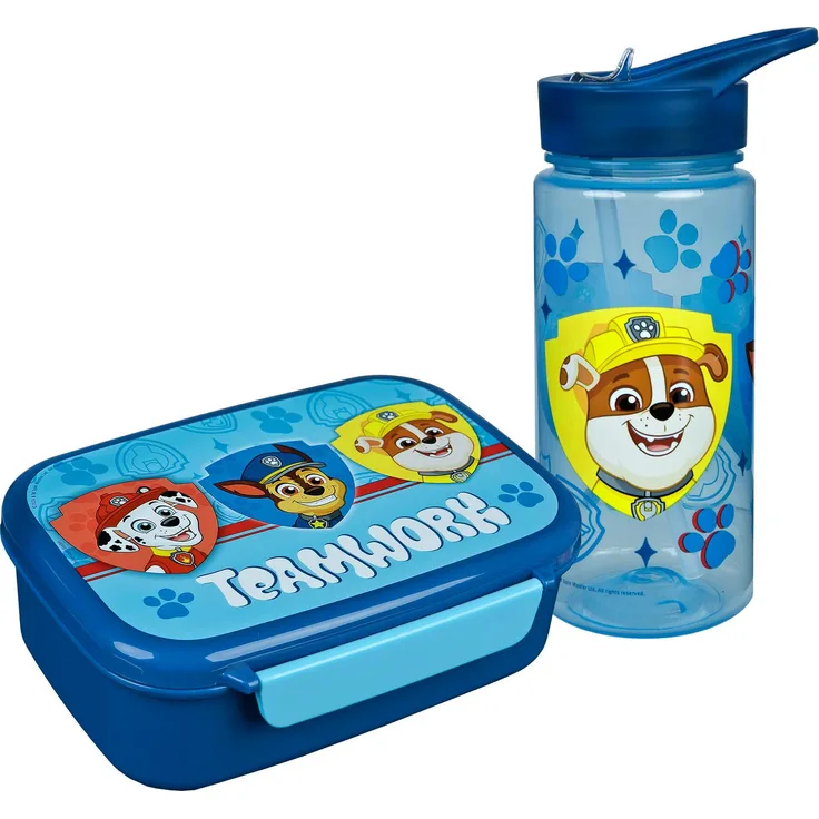 Scooli Lunchbox Set, PAW Patrol, 2-tlg. mit Brotzeitdose und AERO Trinkflasche (500 ml), Kunststoff