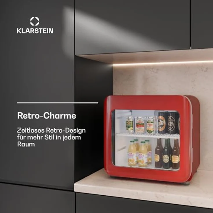 Klarstein Audrey Evo Getränkekühlschrank, 45 L, Glastür, einstellbare Temperatur 0–10 °C, LED-Beleuchtung, leiser Betrieb – Bild 3