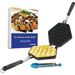 Bubble Waffle Maker Pan von StarBlue mit kostenlosem Rezept-E-Book und Zange - Bereite knusprige Eierwaffeln nach Hongkong-Art in 5 Minuten zu