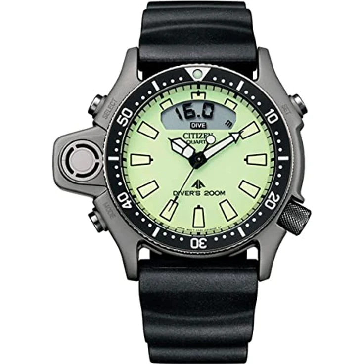 Citizen JP2007 17W Chronograph Taucheruhr Herrenuhr Promaster Series Gelb, grünes Zifferblatt 50,7mm – Bild 2