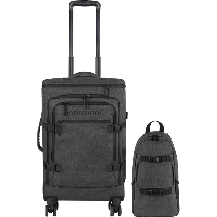 Normani Reisetrolley 9884, Koffer mit Rucksackfunktion und kleinem Rucksack (8L), grau, 46 l, gepolstertes Laptopfach bis 16 Zoll