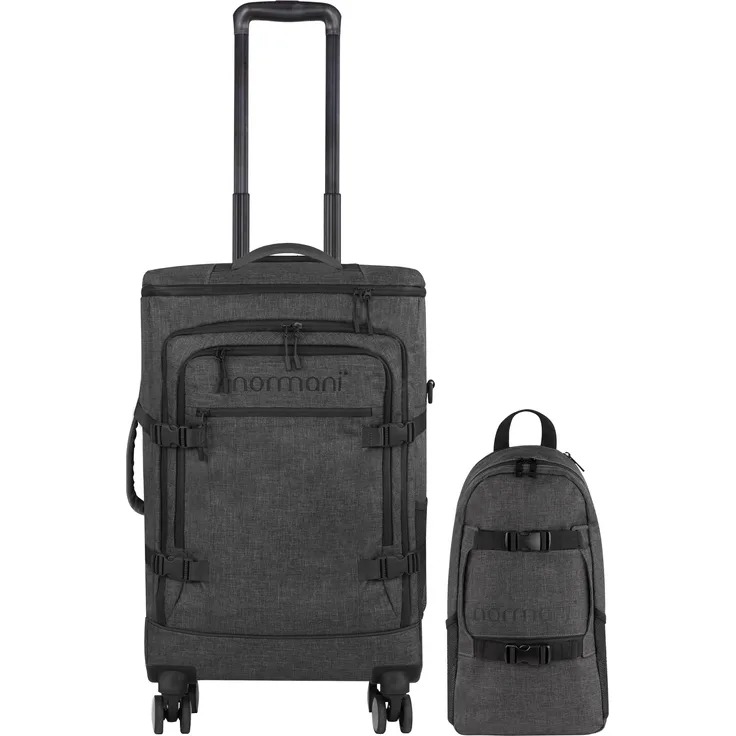 Normani Reisetrolley 9884, Koffer mit Rucksackfunktion und kleinem Rucksack (8L), grau, 46 l, gepolstertes Laptopfach bis 16 Zoll