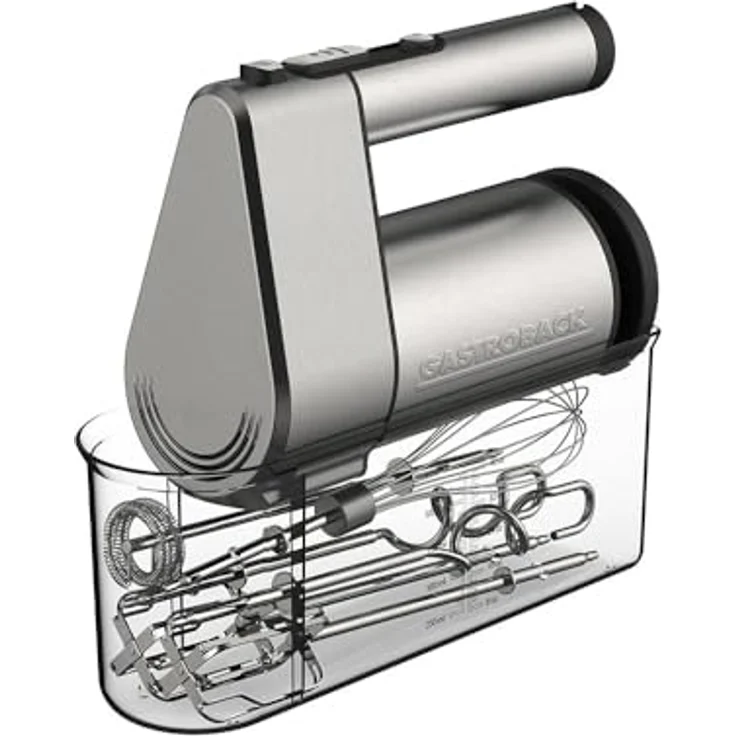 Gastroback Handmixer POWERMIX AIR, 1000 W, Edelstahlgehäuse, 6 Geschwindigkeitsstufen, inkl. Milchschaumaufsatz und Spezialquirlen, silber – Bild 8