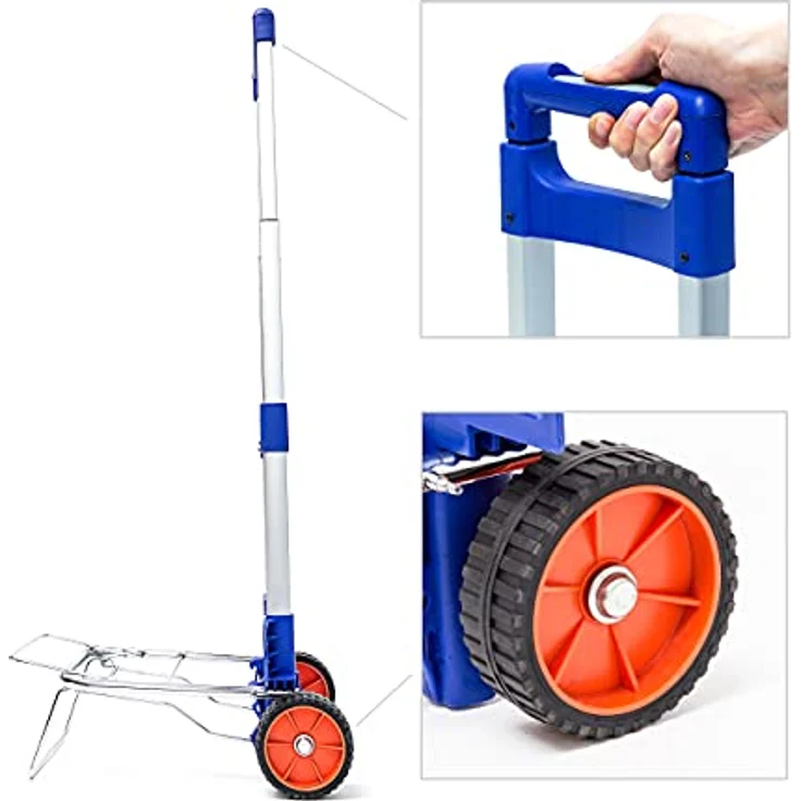 Relaxdays Einkaufstrolley Transport Trolley klappbar für 30 kg, Aluminium-Rahmen, Spanngurte aus Gummi – Bild 3