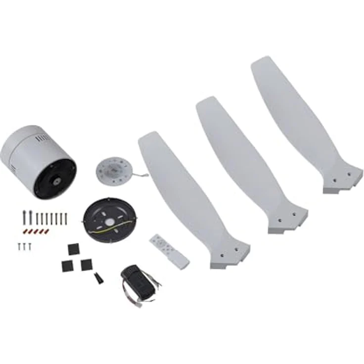 Lucande Deckenventilator Vindur, moderner Ventilator mit 3 Lüfterflügeln und Fernbedienung, weiß – Bild 9
