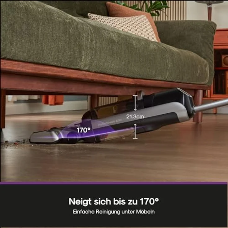 Eureka RapidWash NEW630, Kabelloser Nass Trockensauger mit 21600 Pa Saugkraft, 170° Neigung, 60°C Heißlufttrocknung, 38 Min. Akkulaufzeit, Selbstreinigung und Anti-Tangle für Hartböden, LED-Anzeige – Bild 2
