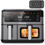 oyajia Heißluftfritteuse Dual Zone XXL, 10L, 2600W, 10 Programme, Temperaturregelung, Öl-frei, mit Sichtfenster