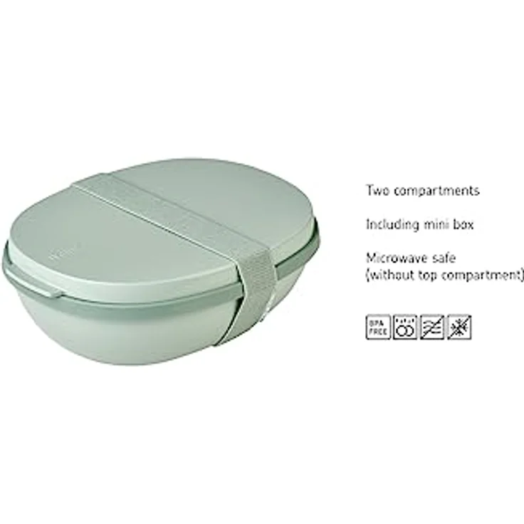 Mepal - Lunchbox Ellipse Duo - Meal Prep Box für Erwachsene & Salatbox zum Mitnehmen - Brotdose für ein gesundes Mittagessen - Ideal für Sandwiches & Salate - 825 ml + 600 ml - Vivid mauve – Bild 3