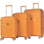 Hoffmanns 3-TLG.Kofferset Polypropylene Modell Daisy (Orange) mit 360° Rollensystem und integriertem Sicherheits-Zahlenschloss