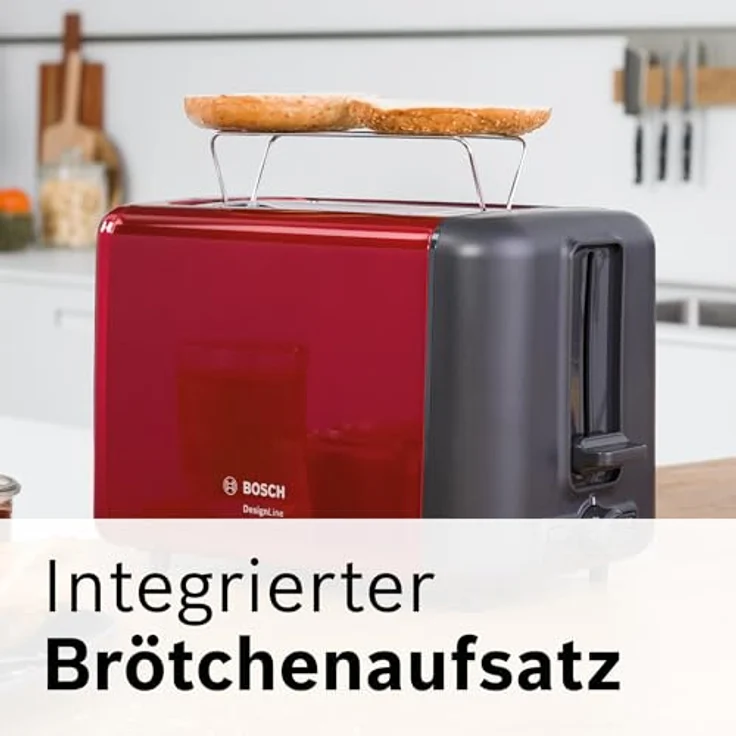 Bosch TAT3P424DE Toaster Kompakt deep red crystal Rot  – Bild 4