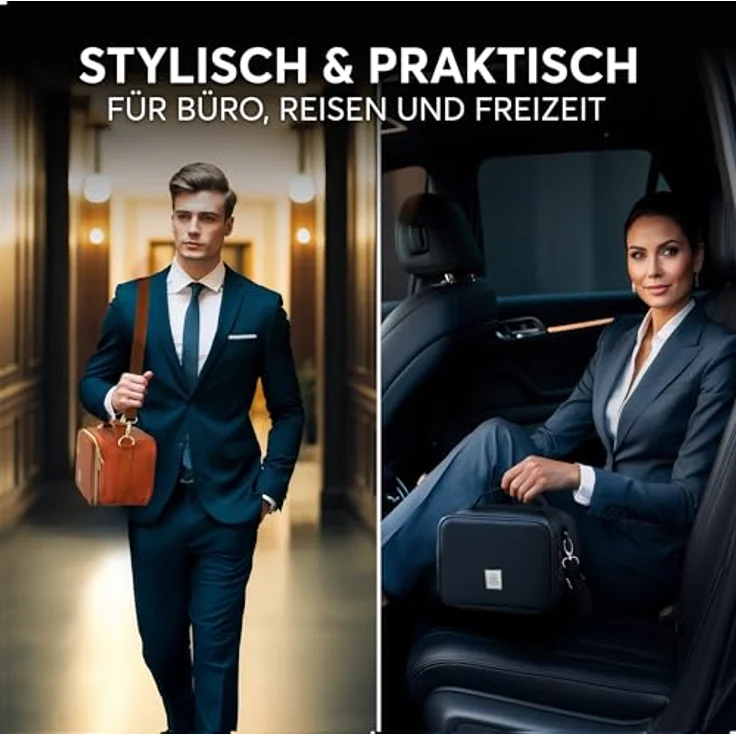 Umami Isolierter Lunchbag Premium, Lunchbox mit veganem Leder, spritzwassergeschützt, Schwarz – Bild 5
