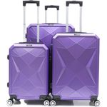 Cheffinger Kofferset Reisekoffer ABS-03 Koffer 3-teilig Hartschale Trolley Set, 4 Rollen, (3 tlg) - Robuste Hartschalenkoffer aus ABS-Material, 360° Doppelrollen, Zahlenschloss