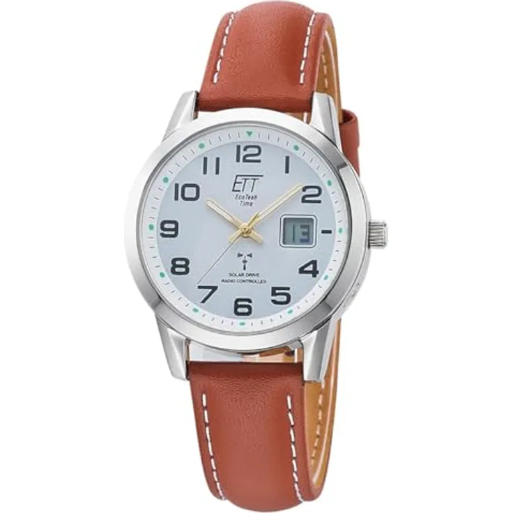 ETT Eco Tech Time Funk Solar Damen Uhr Analog mit Leder Armband ELS-11616-61L