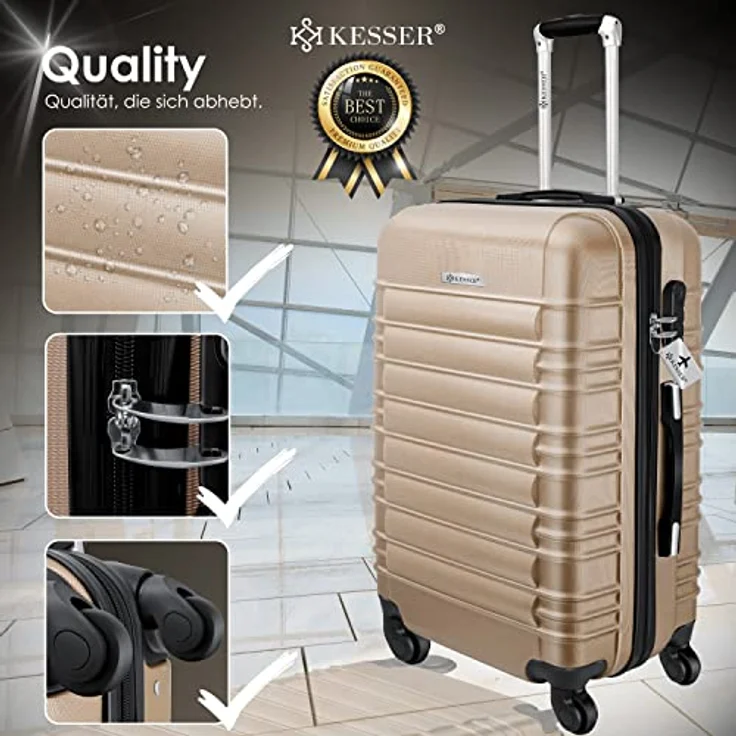 KESSER® 3tlg. Hartschalenkofferset Hartschalenkoffer Reisekoffer Set Reisekofferset Trolley Koffer Inkl. Kofferwaage + Gepäckanhänger Rollkoffer Schloss 4 Rollen ABS-Hartschale Teleskopgriff M-L-XL – Bild 3