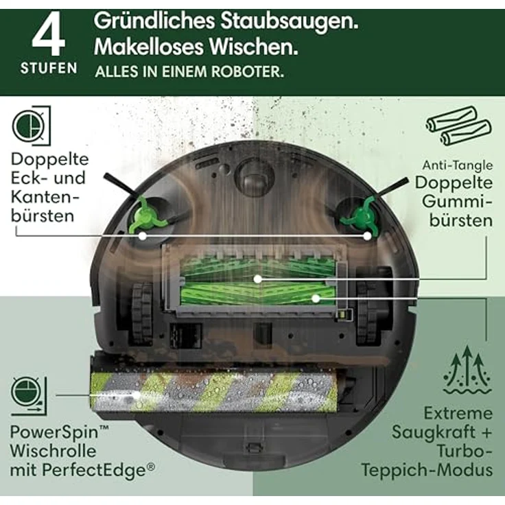 iRobot Roomba Max 705 Combo Vac, Staubsauger-Roboter mit AutoEmpty™ Dock, PerfectEdge-Technologie und 175x Saugkraft, Schwarz – Bild 4