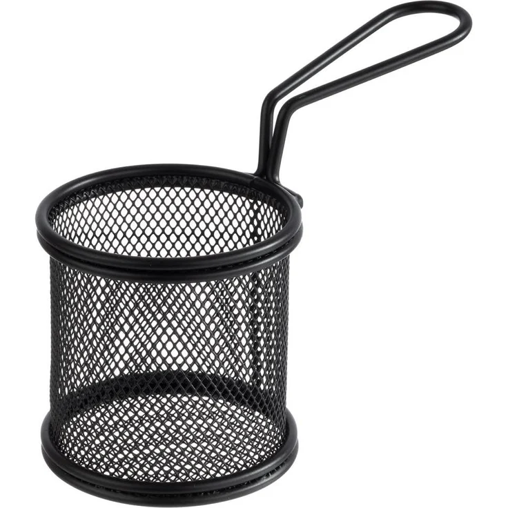 APS 40624 Servier-Frittierkorb SNACKHOLDER, Edelstahl, Ø 8 cm, Höhe 7,5 cm, schwarz, ideal zum Portionsservieren und Frittieren – Bild 1