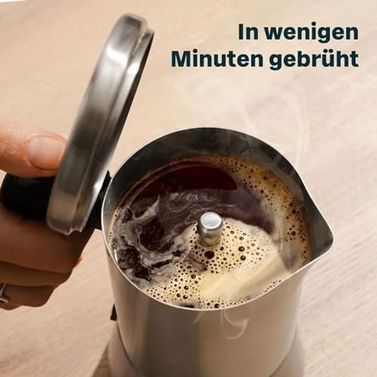 SILBERTHAL Espressokocher 0.2l, Edelstahl Kaffeekanne mit italienischem Sicherheitsventil und Reduktionsscheibe, für alle Herdarten geeignet – Bild 3