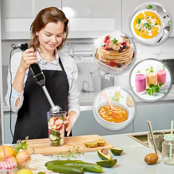 Duronic HB35B Stabmixer, elektrischer Pürierstab 350W, Edelstahl, ergonomischer Handrührgerät für Babynahrung, Smoothies, Suppen, Püree, Sauce – Bild 6
