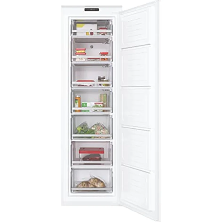 Hoover H-Freeze 500 HBOU 172/N Gefrierschrank, vertikal, integriert, 200 l, 55 cm breit, 7 Schubladen, Eiswürfelbehälter, wendbare Tür, SuperFrost, 39 dba, Klasse F, Weiß – Bild 2