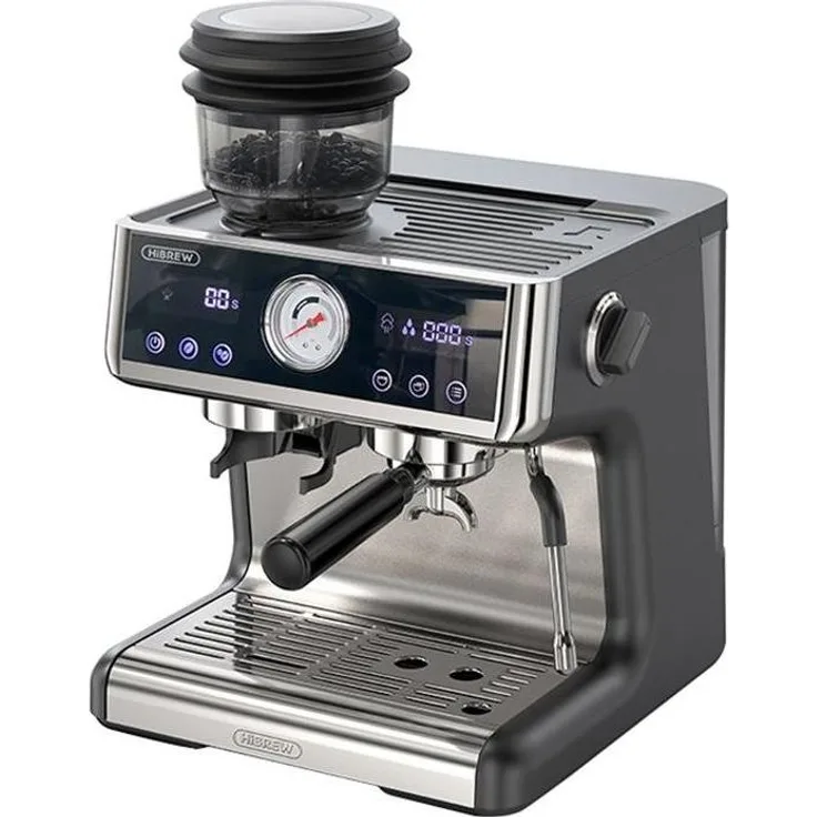 HiBREW H7A Plus Cob Siebträgermaschine, Dualboiler mit 20 Bar Pumpendruck, Schwarz