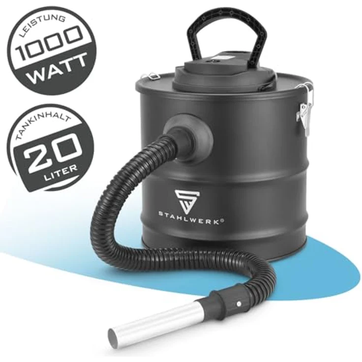 STAHLWERK Aschesauger 1000 Watt, 20 Liter Metallbehälter, HEPA Filter mit Ausblasfunktion für kalte Asche, Ofen, Grill & Werkstatt – Bild 2
