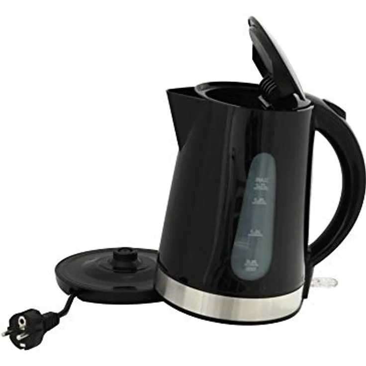 DESKI Wasserkocher Teekocher schnurlos Wasserzubereiter, 1,7 l, 1850 W, Sicherheitsklappdeckel mit Einhandbedienung, Edelstahl schwarz – Bild 4