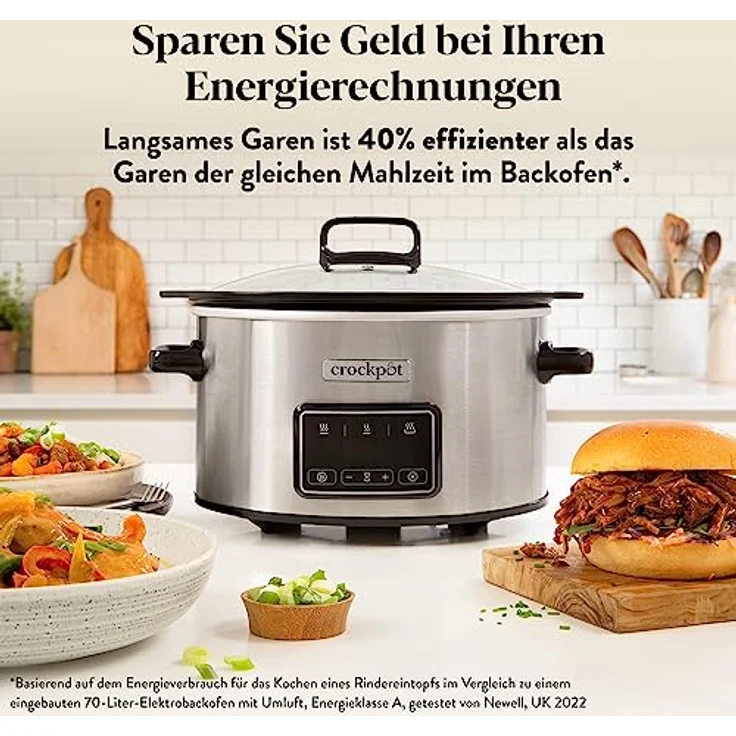 Crockpot Sizzle & Stew Digital Slow Cooker | 6,5 L (8+ Personen) | Abnehmbare induktionsgeeignete Schüssel für Fleisch und Gemüse | EU 2 Pin Stecker | Edelstahl [CSC112X] - Preisvergleich – Bild 5