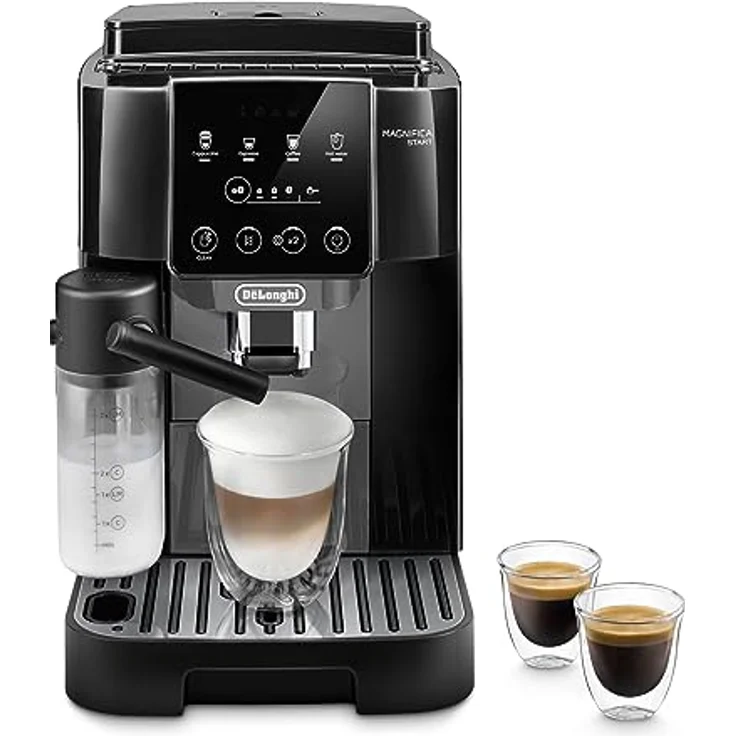 De'Longhi Magnifica Start ECAM222.60.BG, Kaffeevollautomat mit LatteCrema-Milchsystem für Automatischen Cappuccino, 4-Direktwahl-Tasten, Soft-Touch-Bedienfeld, x2-Funktion, 1450W, Schwarz/Grau – Bild 1