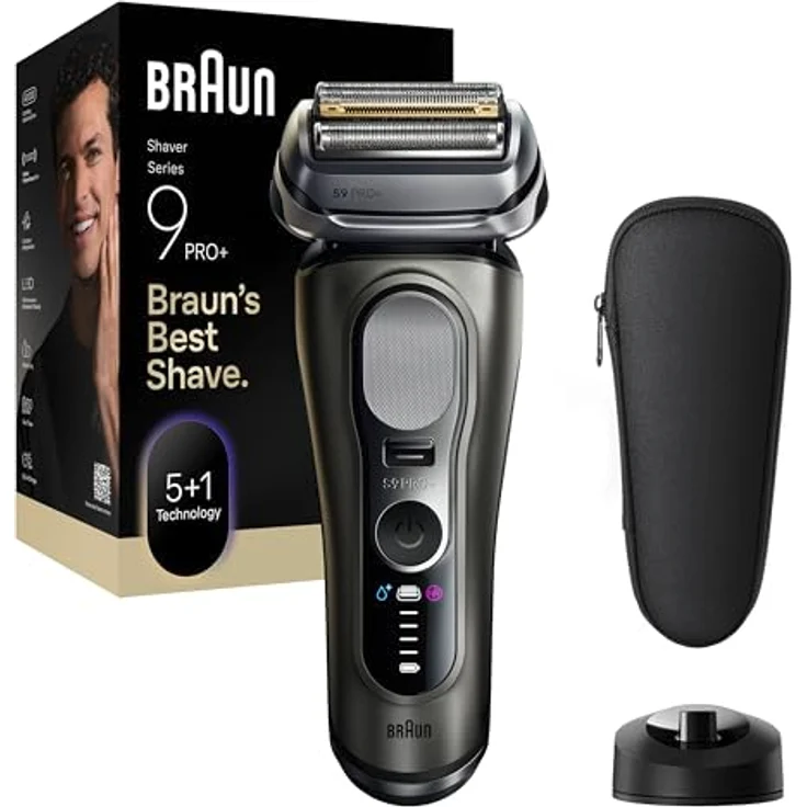 Braun Series 9 PRO+, Elektrorasierer mit fünf Scherelementen, wasserfest, automatischer Spannungsanpassung und schnellem Ladegerät – Bild 1