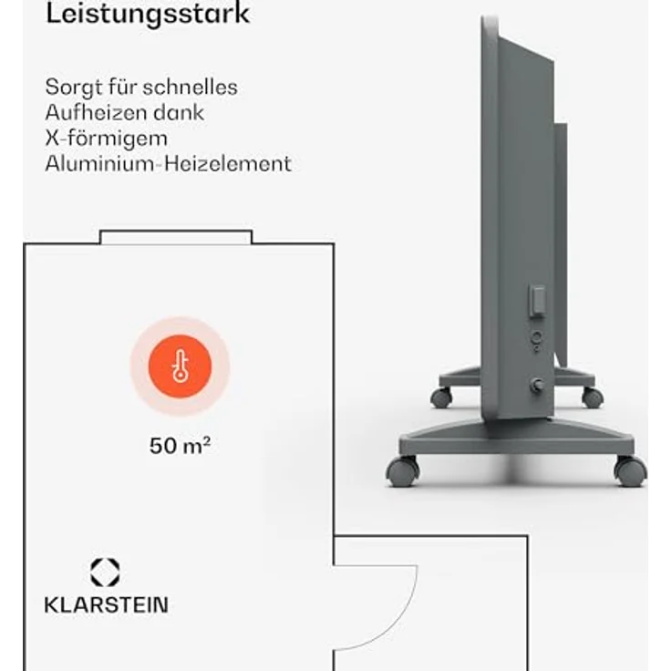 Klarstein Bansin Smart 2500 Konvektor-Heizung - 2500W, App-Steuerung, X-Shape Heizelement, Elektroheizung für Wohnräume & Wintergärten – Bild 3