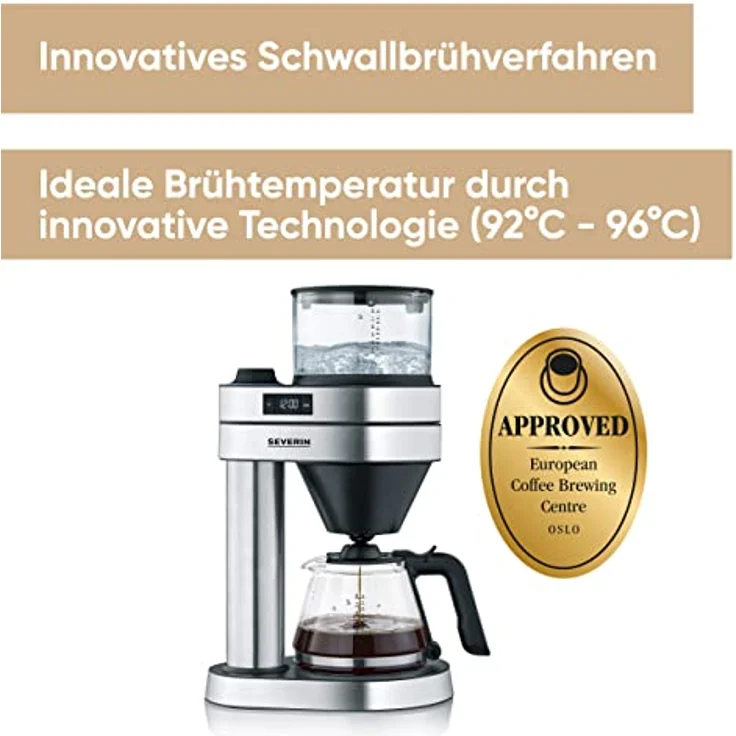 SEVERIN KA 5760 Filterkaffeemaschine Caprice?, 1450, 1 Liter, Edelstahl-gebürstet-schwarz-matt – Bild 2