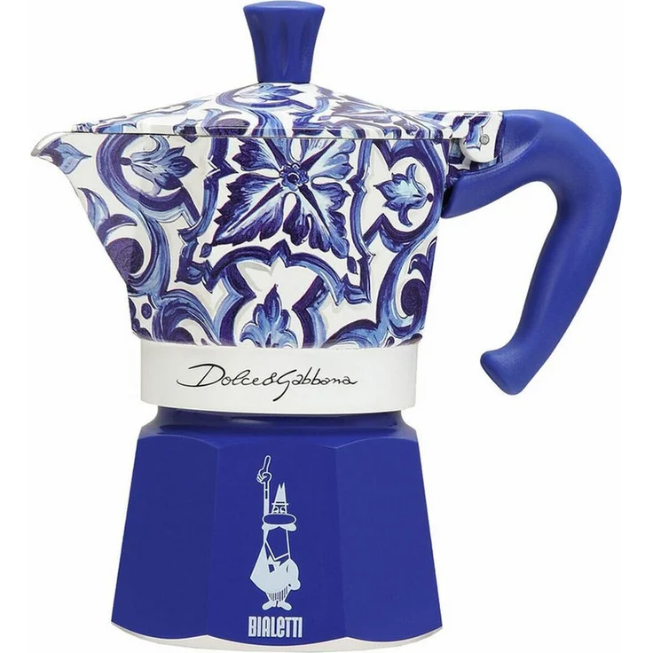 BIALETTI MOKA Espressokocher, italienische Kaffeemaschine für 3 Tassen, blau, Aluminium, induktionsgeeignet, spülmaschinenfest, ergonomischer Griff – Bild 1