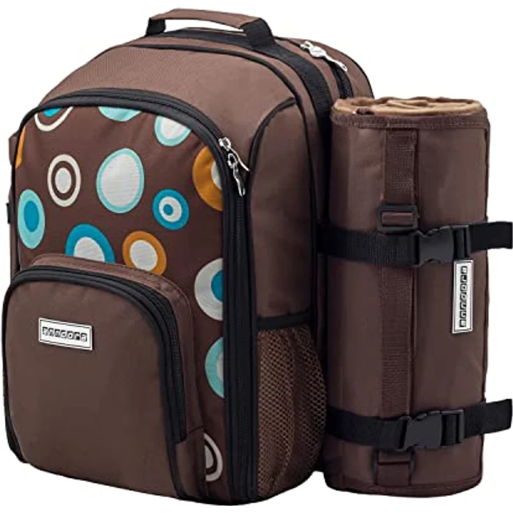 Ohne Picknickdecke Braun  anndora Picknickrucksack Rucksack braun retro und Zubehör 15 teilig  2 Personen – Bild 5