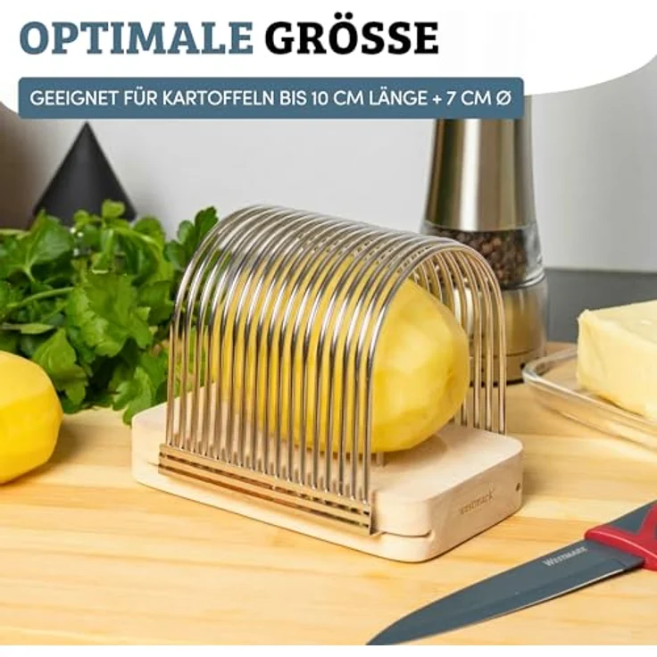 WESTMARK Fächerkartoffelschneider, Allesschneider für gleichmäßige Fächerform, geeignet für Kartoffeln bis 10 cm Länge, stabil und präzise – Bild 5